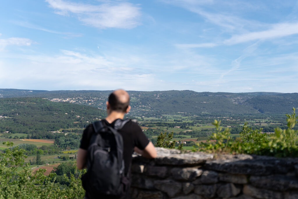 Happy Little Traveler team exploring Goult Village France