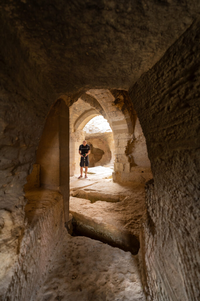 Corridors of Saint-Roman Abbey in Provence