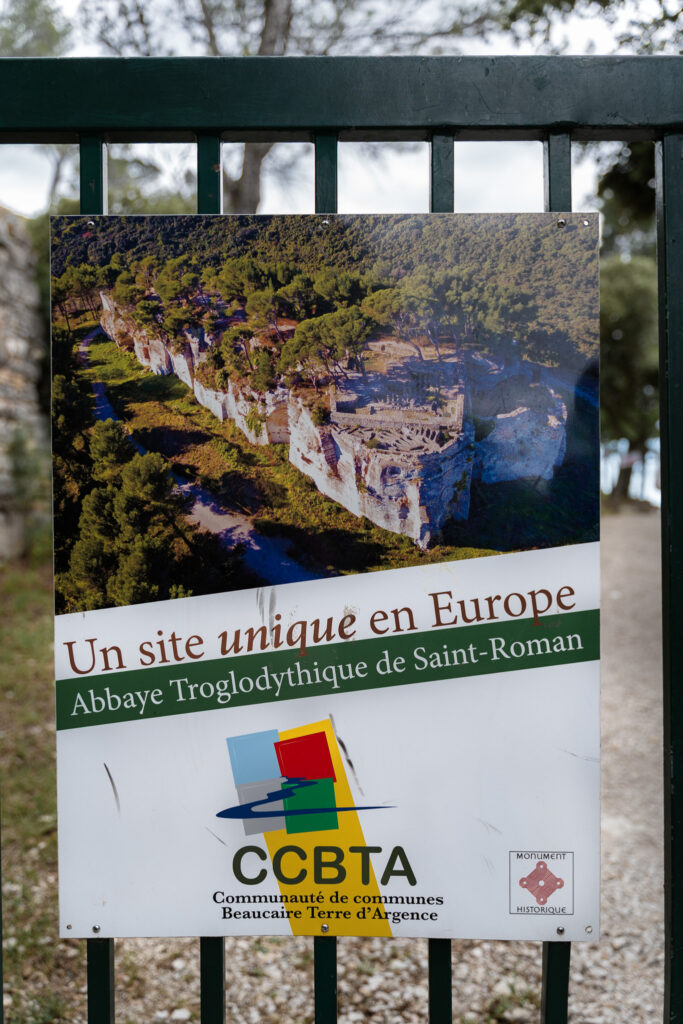 Entrance to Saint-Roman Abbey in France