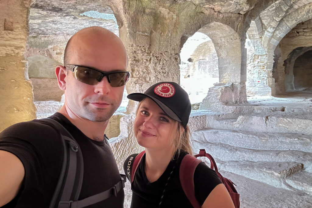 Happy Little Traveler team exploring Abbey of Saint Roman