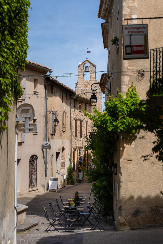 Medieval stone street in Venasque village Provence